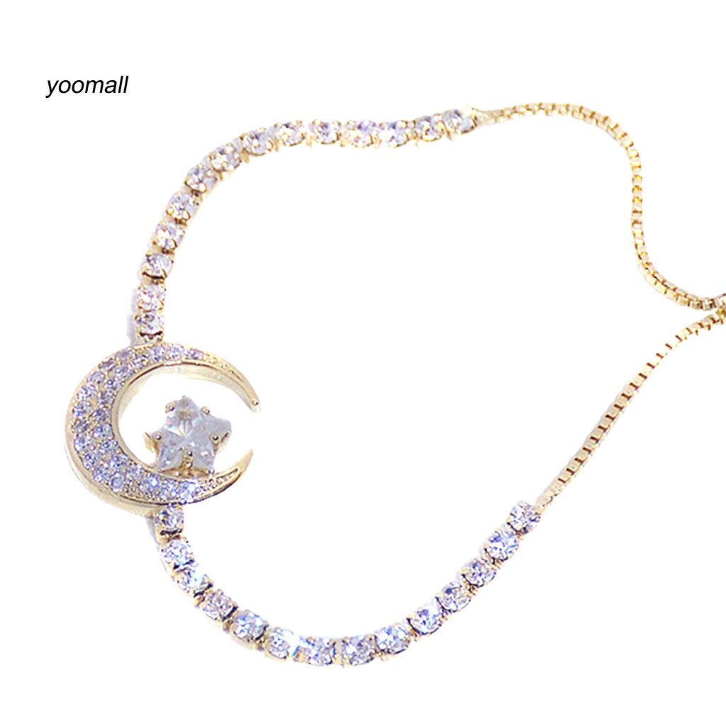 Vòng Tay Đính Đá Zircon Hình Ngôi Sao / Mặt Trăng Lấp Lánh Thời Trang