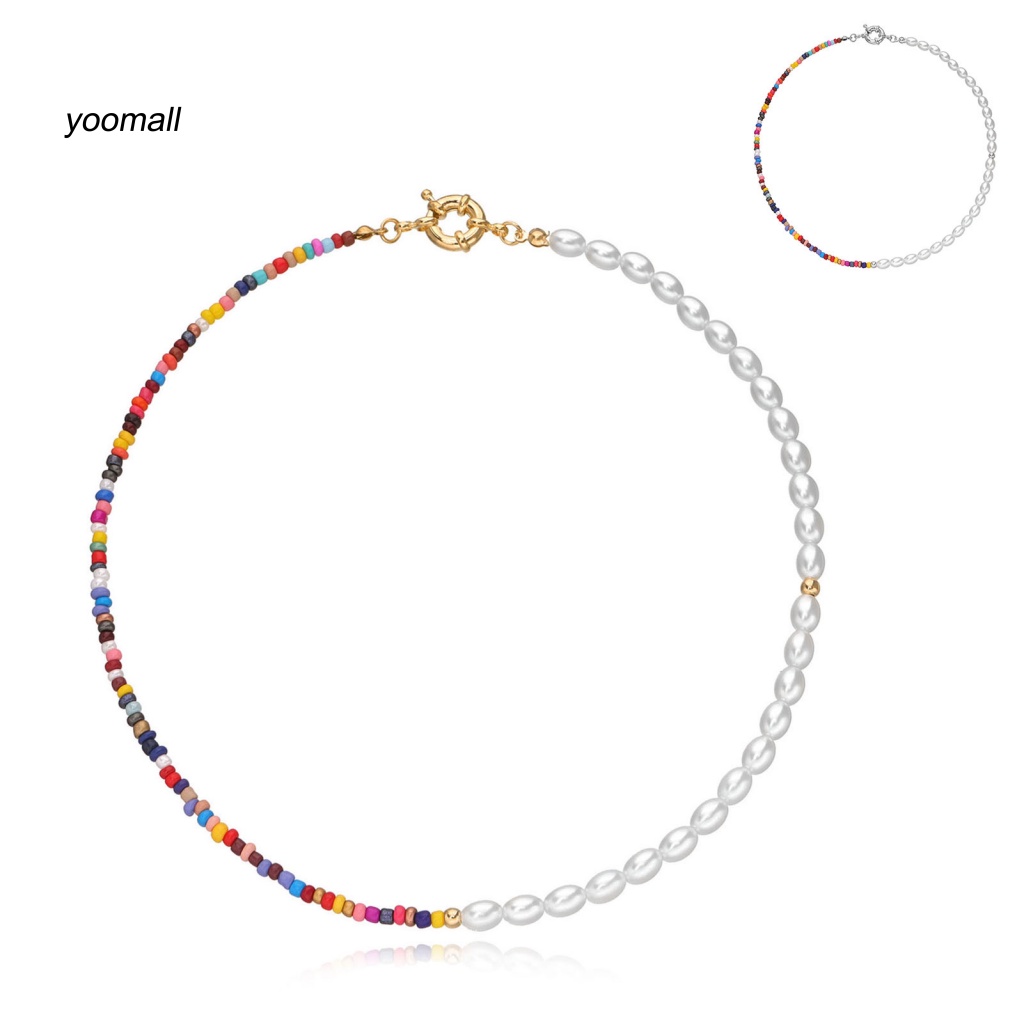 Vòng cổ Hạt Ngọc Trai Nhân Tạo Nhiều Màu Phong Cách Bohemian Cho Nữ