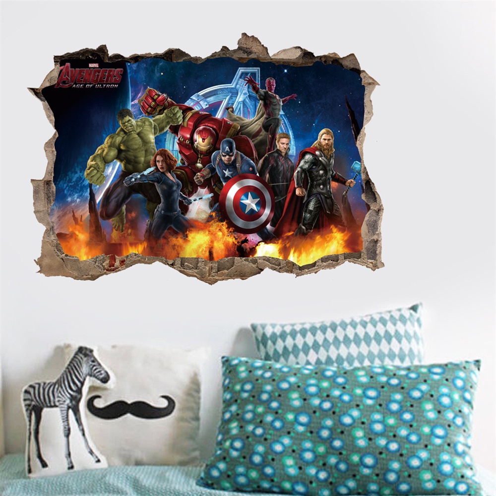 Giấy Dán Tường 3d Tự Dính Hình Người Nhện Trang Trí Phòng Ngủ Cho Bé Trai