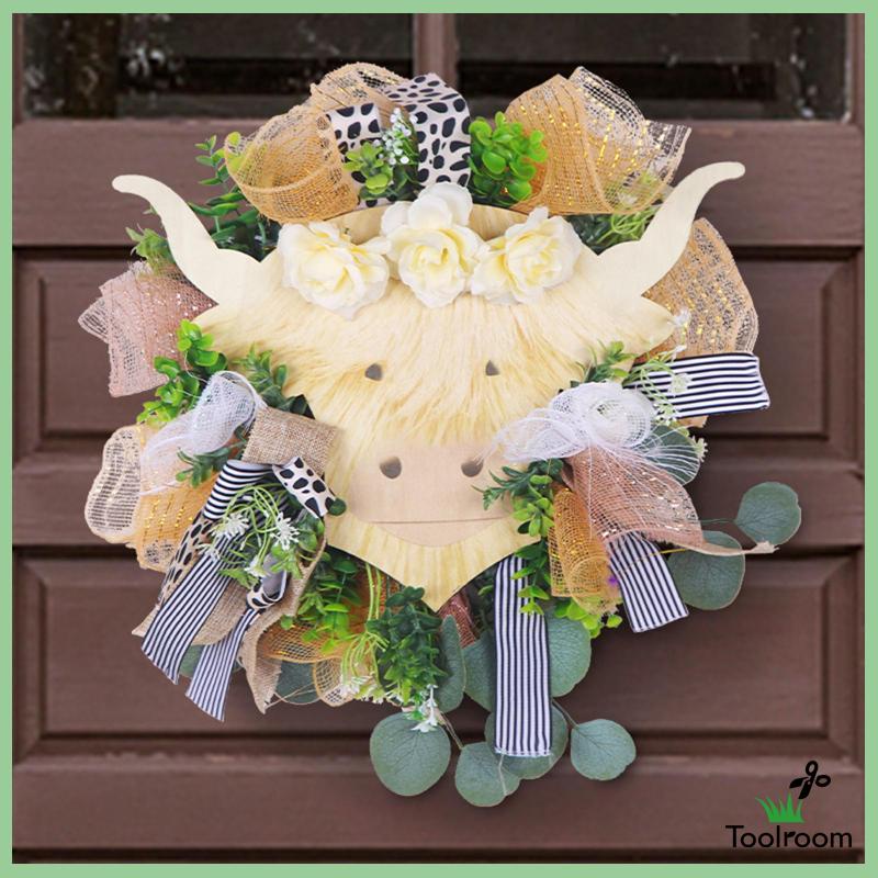 Vòng Hoa Bò Nhân Tạo Treo Tường Trang Trí Giáng Sinh