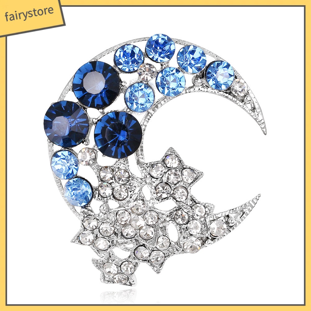 Ghim Cài Áo Hợp Kim Hình Trăng Sao Đính Đá