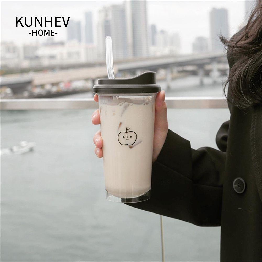 KUNHEV Bình Nước Thể Thao Bằng Nhựa Trong Suốt Chống Rò Rỉ