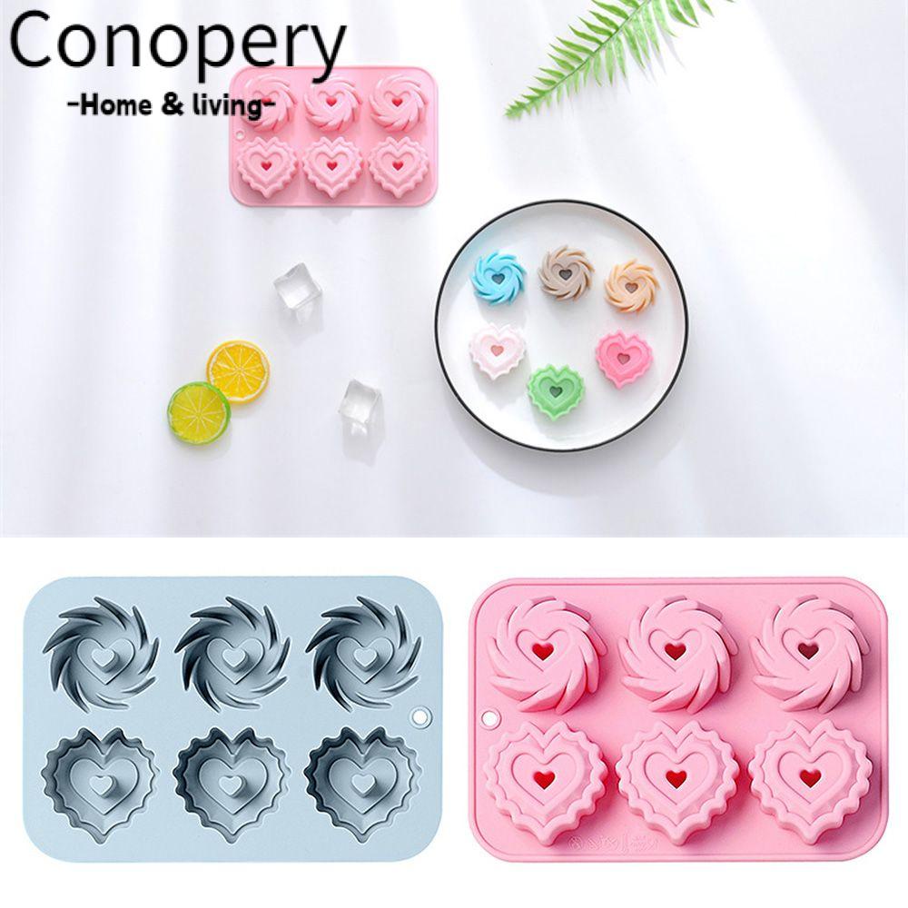 CONOPERY Khuôn Làm Bánh Muffin / Xà Phòng Hình Trái Tim / Xoắn Ốc 3D Độc Đáo