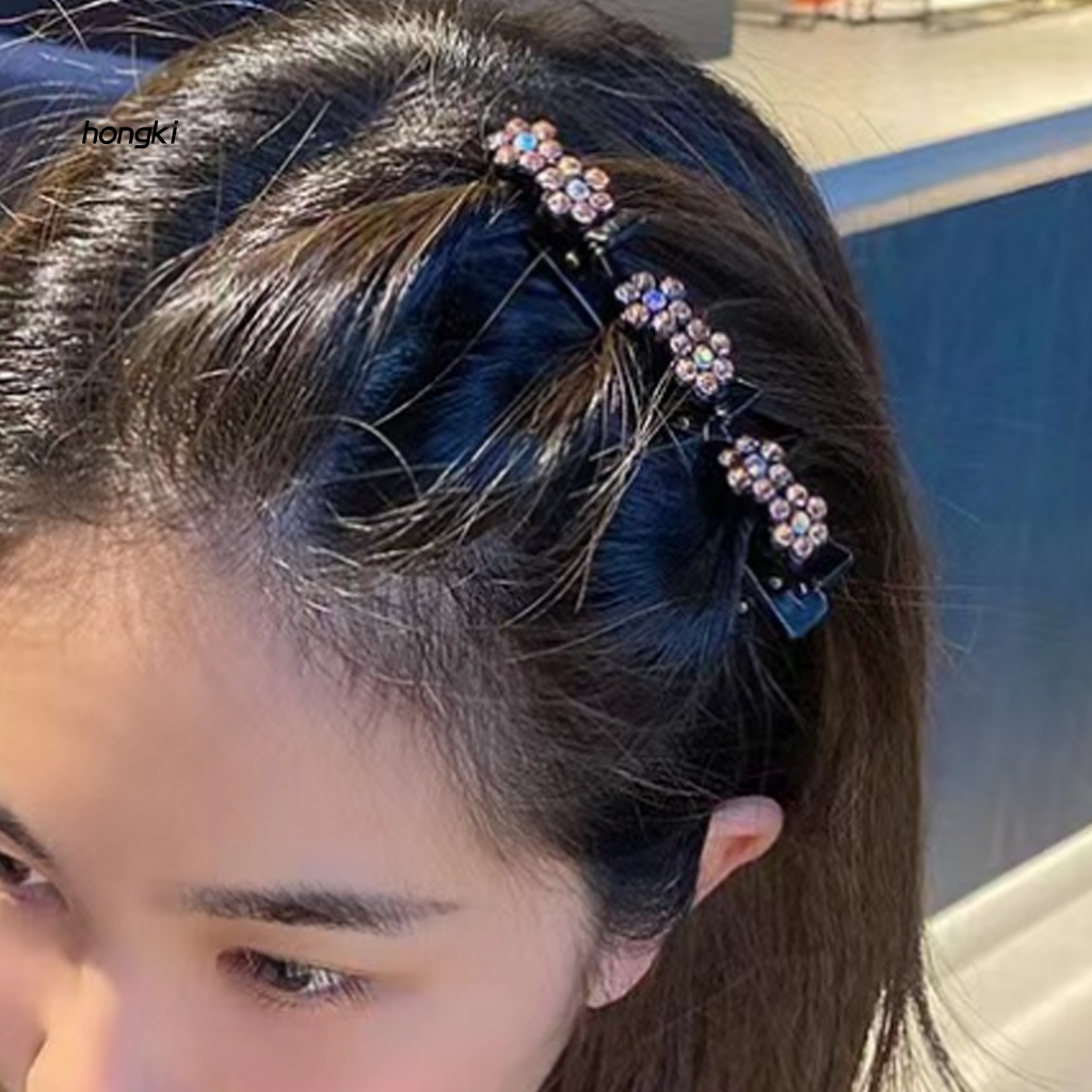 Set 4 / 5 Kẹp Tóc Hai Lớp Hình Bông Hoa Co Giãn Chống Trượt Chống Trầy Xước Chống Rơi