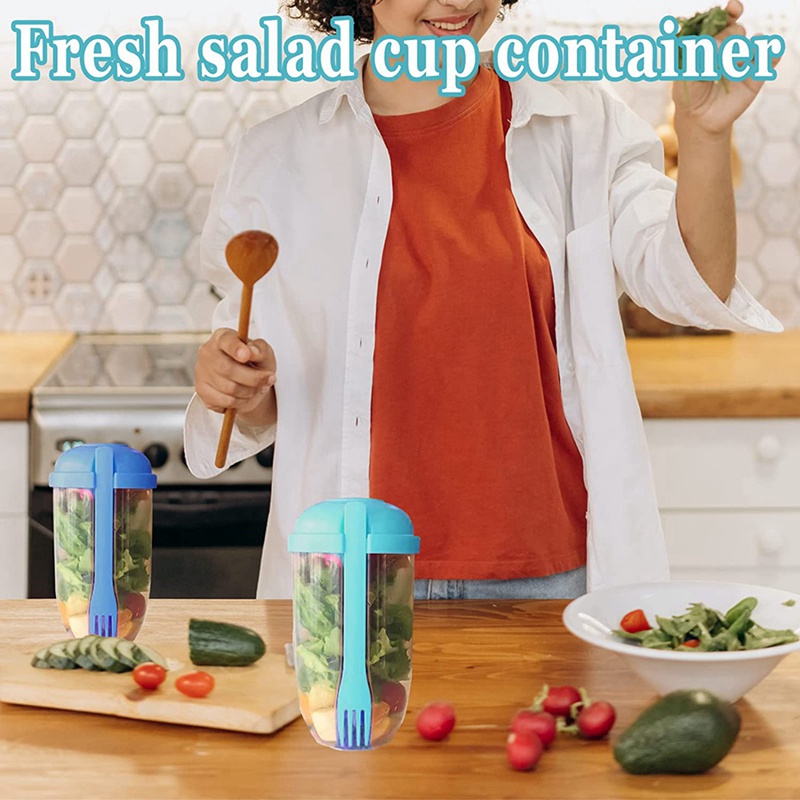 Set 3 Cốc Lắc Salad Kèm Nĩa Và Giá Đỡ Tiện Dụng