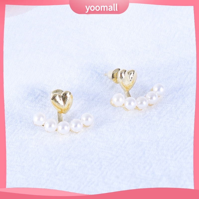 [YM] Cặp Bông Tai Ngọc Trai Hình Trái Tim Sang Trọng Cá Tính Hợp Thời Trang Nhẹ Nhàng Dành Cho Nữ