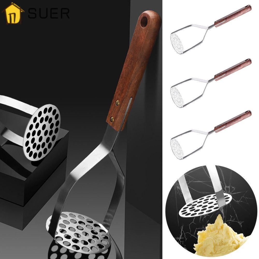 SUENIN Dụng Cụ Nghiền Khoai Tây Bằng Thép Không Gỉ Tay Cầm Gỗ Chống Bỏng