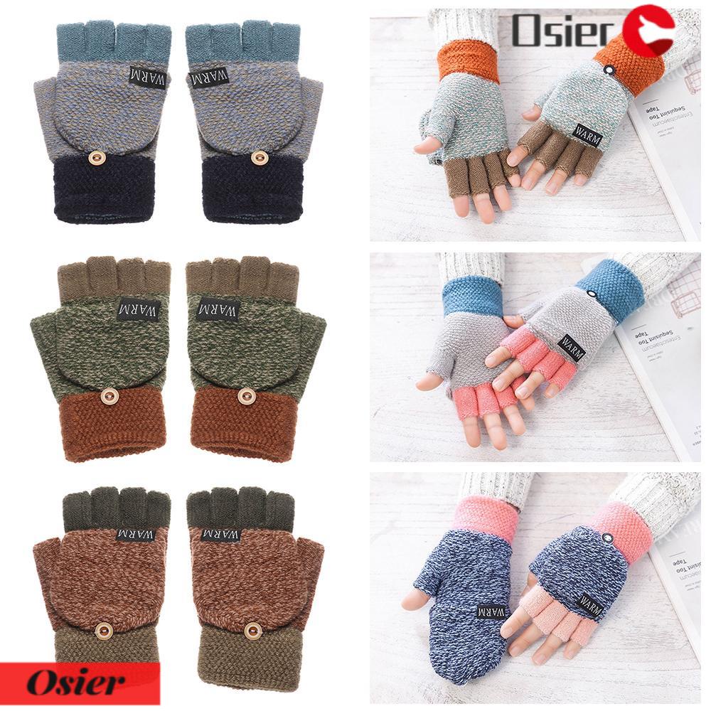 OSIER1 1 Găng Tay Len Dày Hở Ngón Thời Trang Unisex