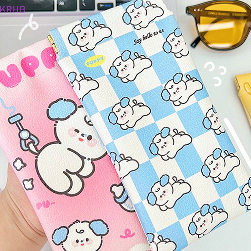 Hộp Đựng Mắt Kính Bằng Da PU Họa Tiết Chú Chó Hoạt Hình Dễ Thương Mới