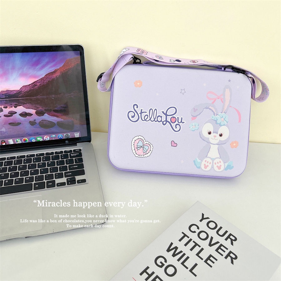 Túi Đựng Máy Tính Bảng Bằng Da PU Chống Nước In Hình Stellalou Linabell Dễ Thương Có Dây Đeo Cổ Cho Ipad 11-13 "