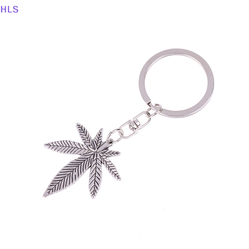 Móc Khóa Kim Loại Hình Lá Phong Màu Bạc Thời Trang