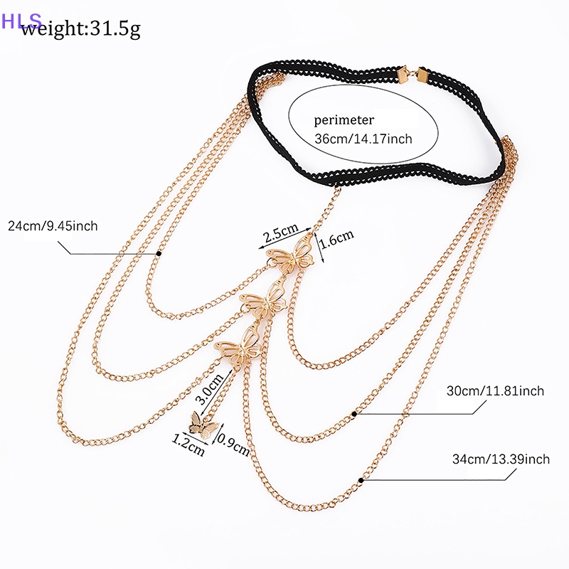 [HLS] Chuỗi Vòng Đeo Đùi Nhiều Lớp Bằng Kim Loại Hình Bướm Rỗng Thời Trang Đi Biển Dành Cho Nữ