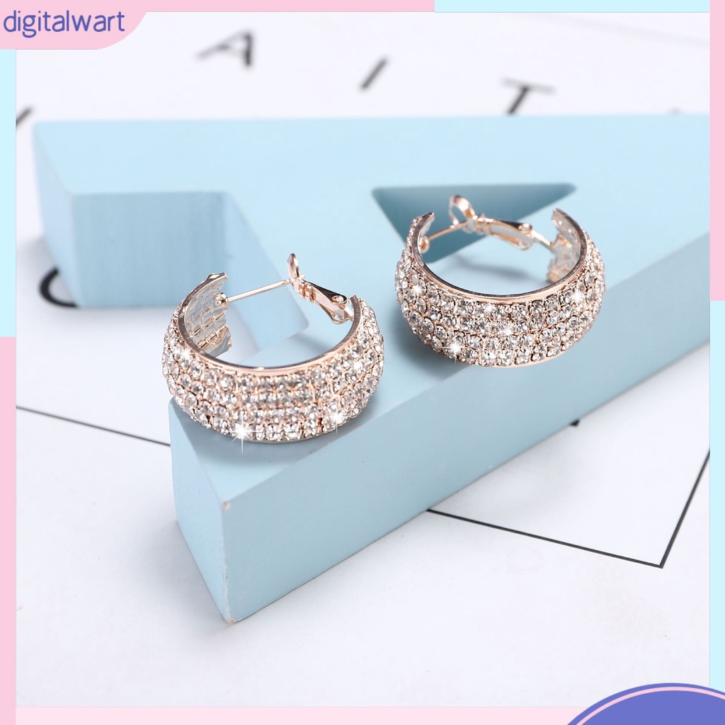 [DG] Bông Tai Đính Kim Cương Giả Rộng Màu Trắng Phổ Biến Cho Nữ