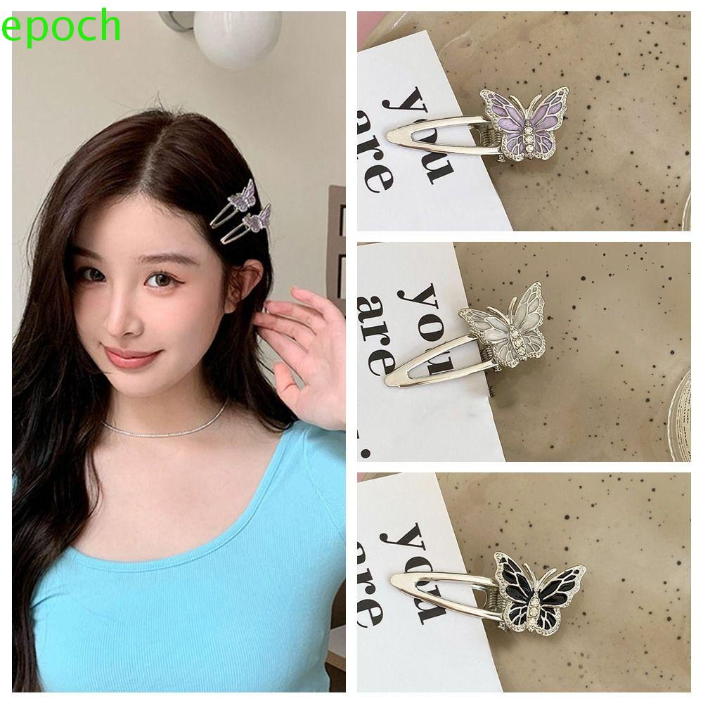 Epoch Kẹp Tóc Mỏ Vịt Bằng Kim Loại Họa Tiết Bướm Dành Cho Nữ