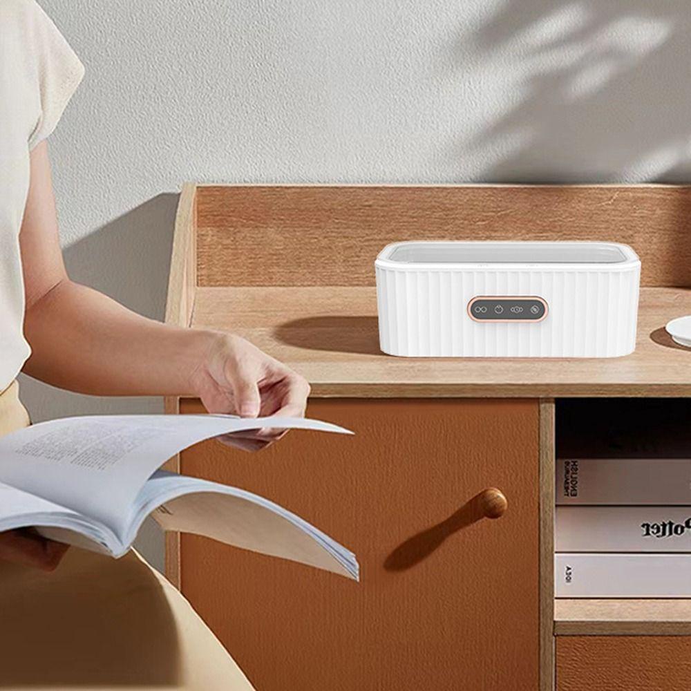 YNATURAL Máy Làm Sạch Trang Sức Bằng Sóng Siêu Âm Bằng Thép Không Gỉ Màu Trắng Ít Ồn Chất Lượng Cao