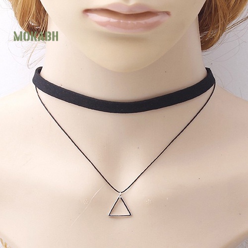 Vòng cổ Hai Lớp Họa Tiết Hình Tam Giác Thời Trang Hàn Quốc Cho Nữ
