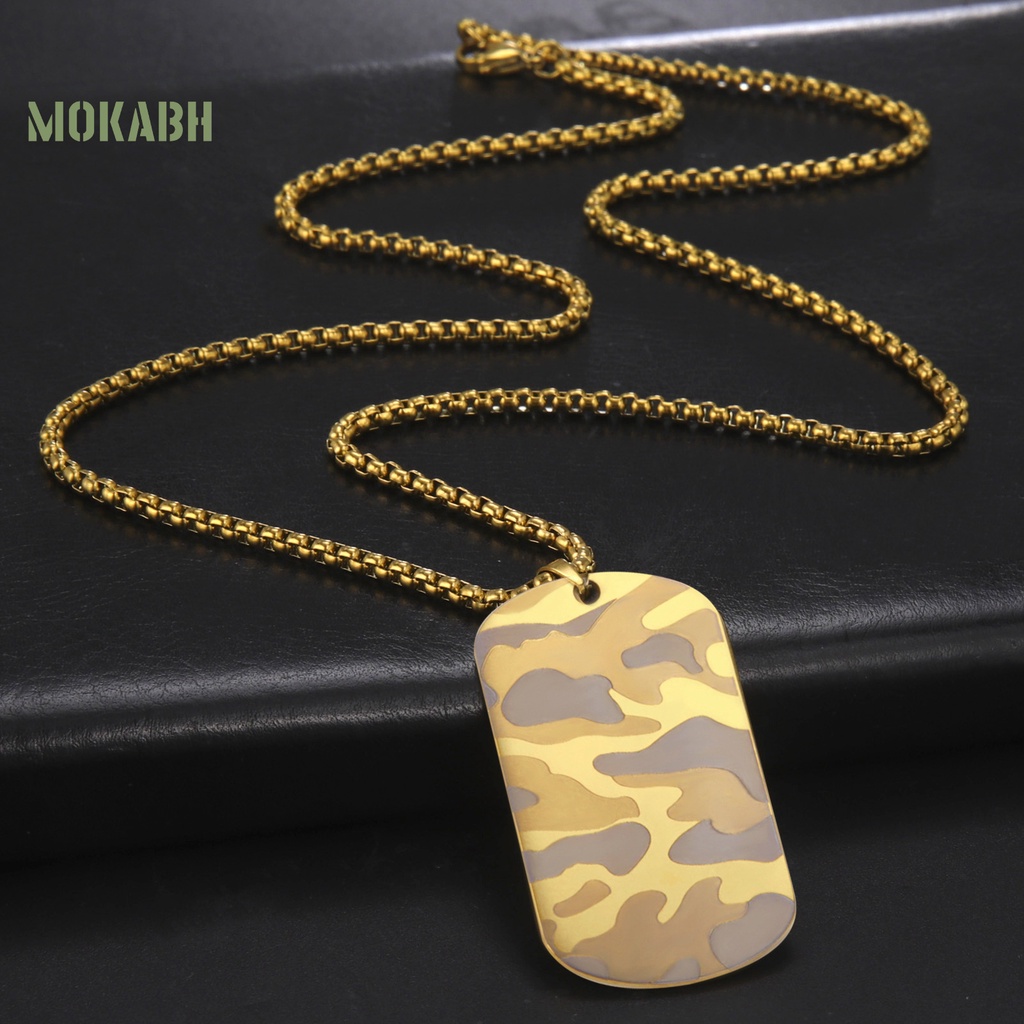 [Mok Abh] Vòng Cổ Bằng Thép Không Gỉ Mạ Điện Mặt Hình Học Phong Cách Hip Hop Thời Trang Cho Nam Mặc Hàng Ngày