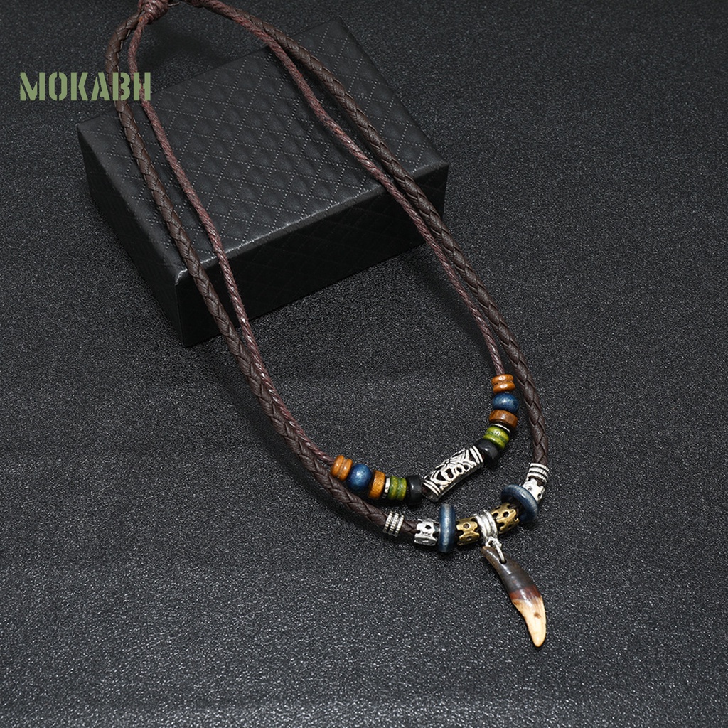 Vòng Cổ Nam Giả Da Nhiều Lớp Phong Cách Retro