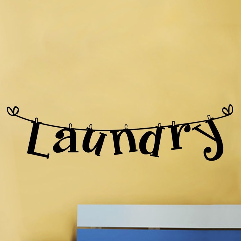 Miếng Dán Tường Trang Trí In Chữ Laundry Thời Trang Tháo Rời Được