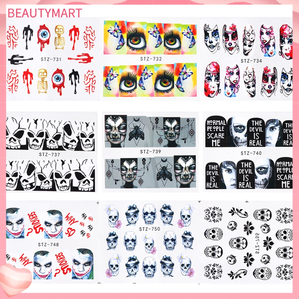 1 Bộ Miếng Dán Móng Tay Chống Nước Không Gây Dị Ứng Họa Tiết Halloween