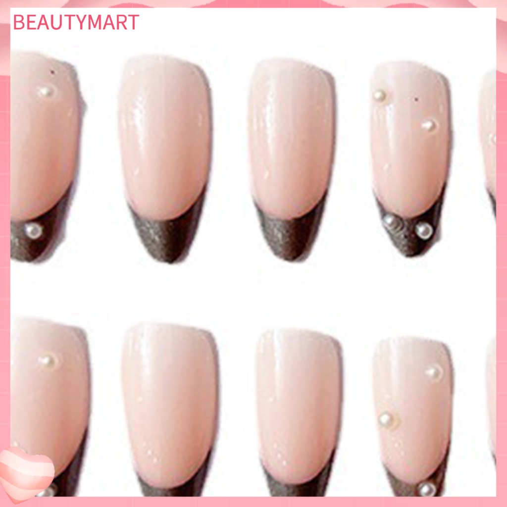 1 Bộ Móng Tay Giả Siêu Mỏng Đính Ngọc Trai Bằng Nhựa Che Phủ Toàn Diện Tháo Rời Được