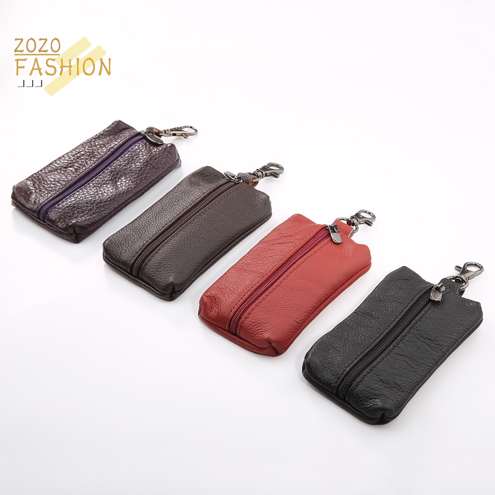 Ốp Chìa Khóa Dạng Ví Da Thật Có Dây Kéo Dành Cho Nam Nữ