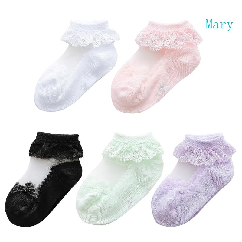 Vớ Ren Nhún Bèo Mỏng Xuyên Thấu Chống Trượt Thời Trang Mùa Hè Cho Bé Gái 0-4 Tuổi