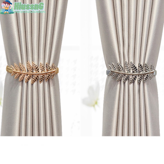 2 Dây Buộc Rèm Cửa Hình Chiếc Lá Kim Loại Hiện Đại