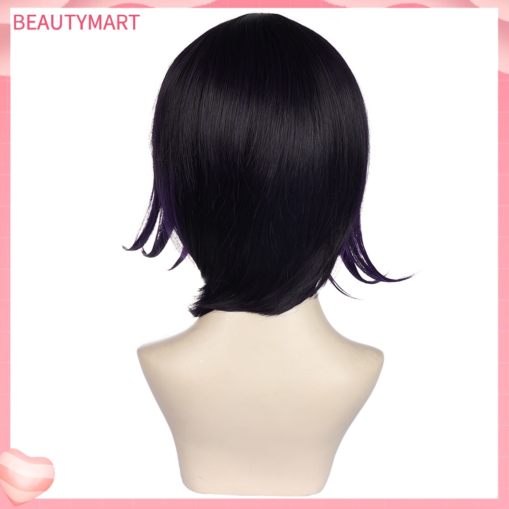 Tóc Giả Ngắn Màu Tím Đậm Bằng Sợi Tổng Hợp Kháng Nhiệt Hóa Trang Nhân Vật Anime Cho Nam