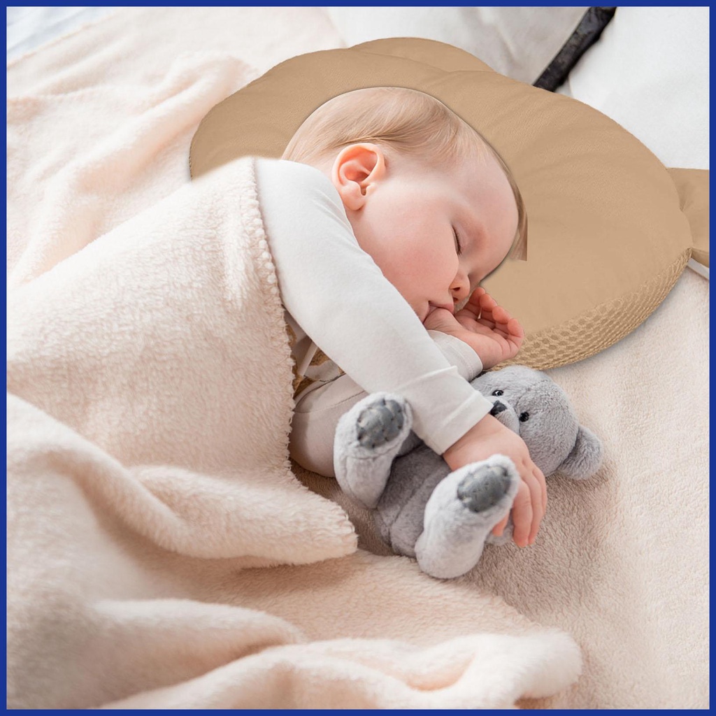 Gối Ngủ Mềm Mại Thoáng Khí Có Thể Giặt Máy Hình Tai Gấu Dễ Thương An Toàn Cho Bé