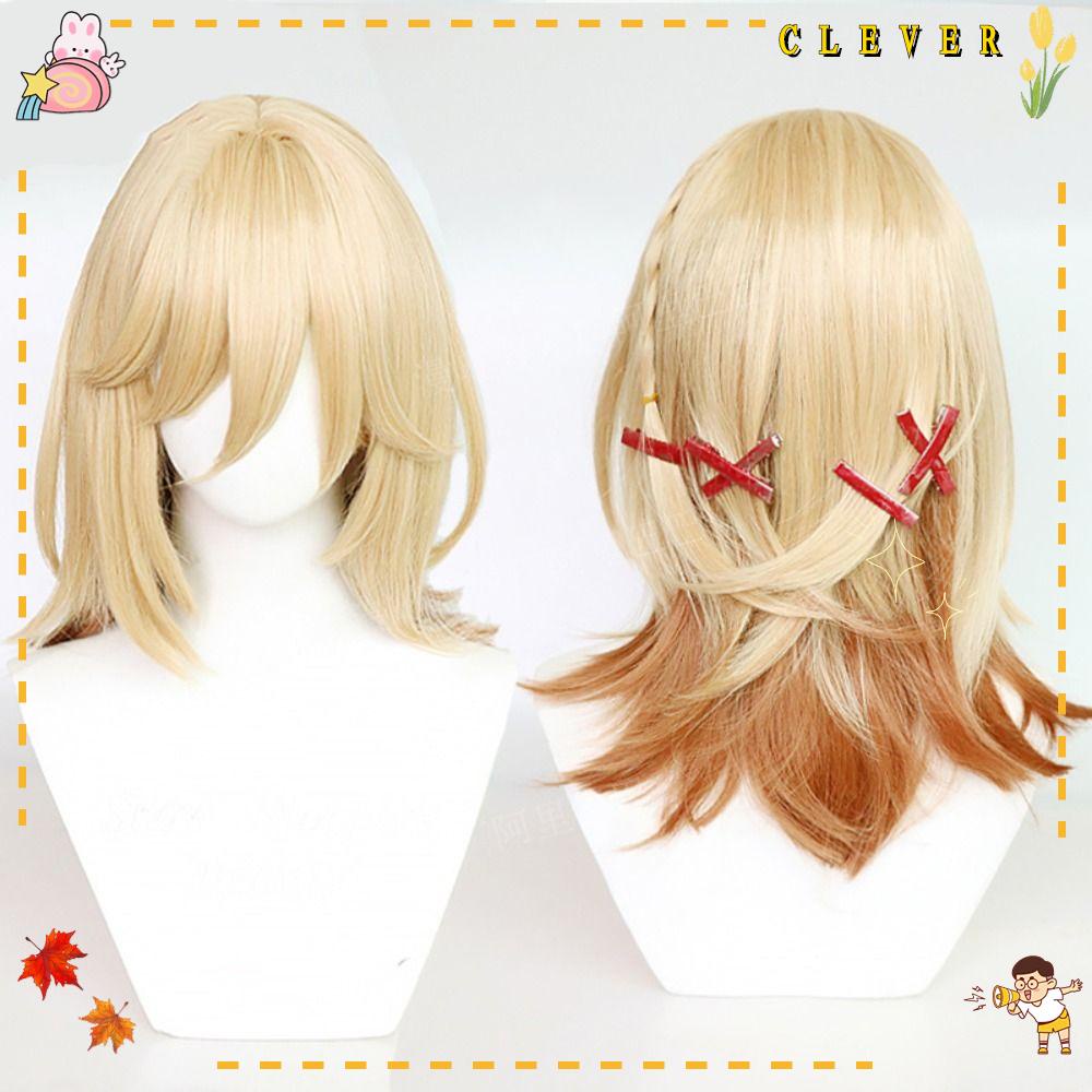 Bộ Tóc Giả Thắt Bím Màu Vàng Hóa Trang Genshin Kaveh Chất Lượng Cao 50cm