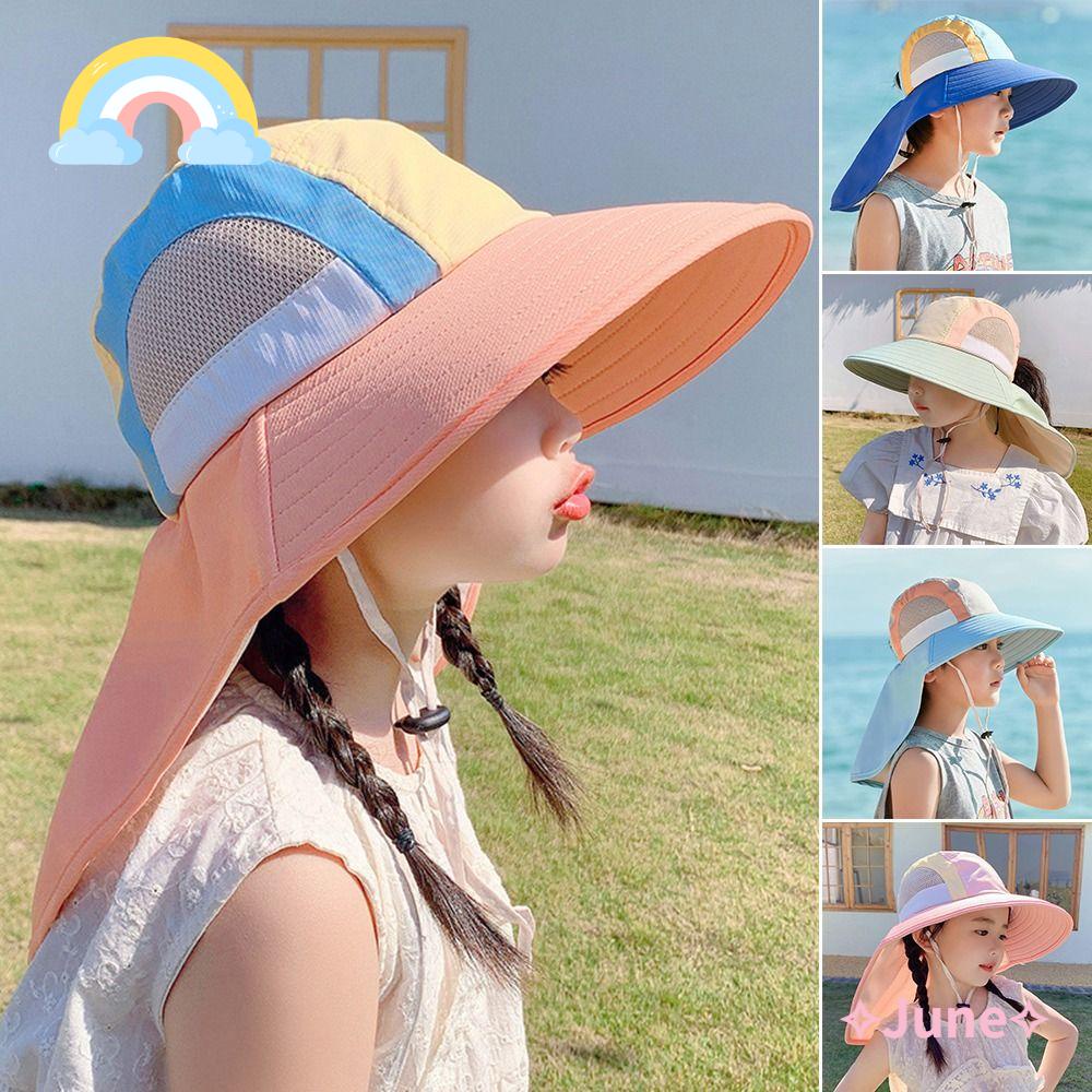 Mũ Panama Rộng Vành Chống Nắng / Tia UV Có Dây Đeo Cổ Thoáng Khí Ngoài Trời Cho Bé
