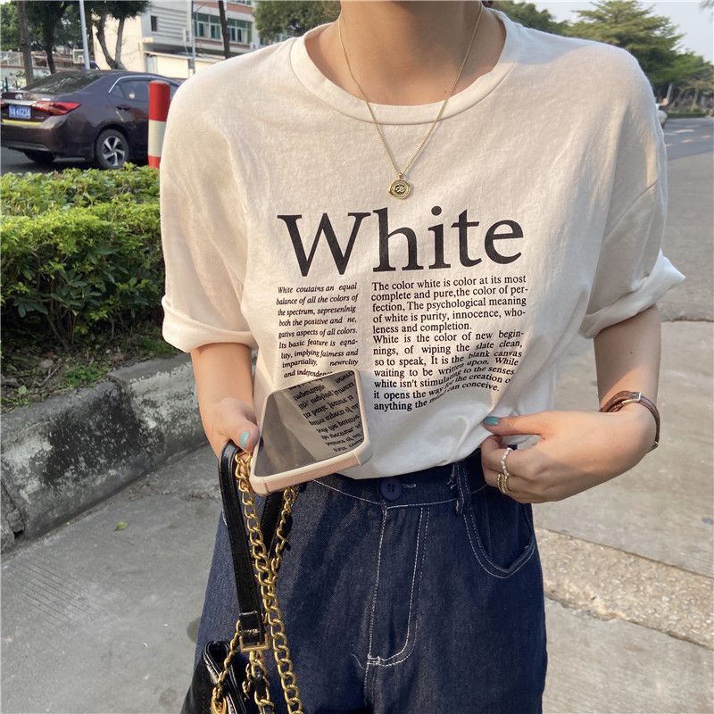 COZOK Áo Thun Ngắn Tay Dáng Rộng In Họa Tiết Thời Trang Hongkong Cá Tính