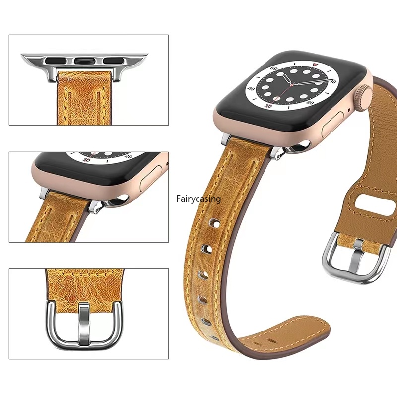 Dây Da Thay Thế Siêu Mỏng Cho iWatch Series 8 Se 7 6 5 4 3 44mm 40mm 41mm 45mm 42mm 38mm 49mm Ultra