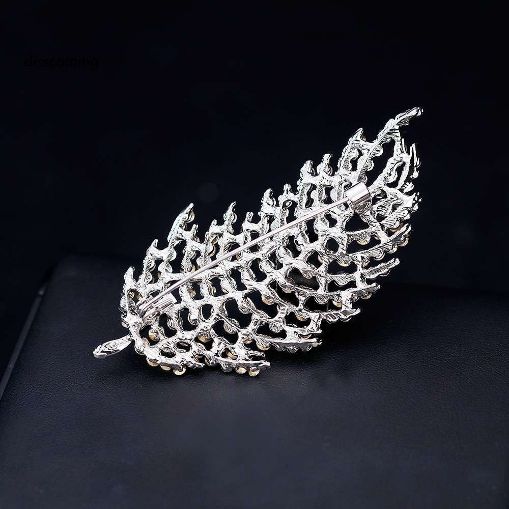 Đầm Nữ Kiểu Dáng Thời Trang Thanh Lịch| Ghim Cài Áo Hình Chiếc Lá Đính Đá Pha Lê Toàn Diện