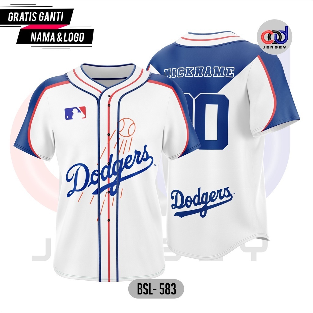 Jersey Bóng Chày Dodgers 3D, Tên Miễn Phí