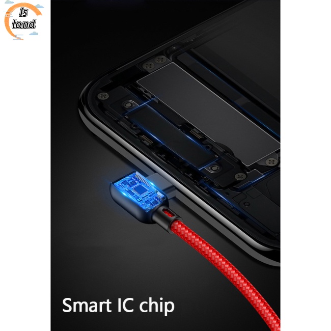 Dây Cáp Sạc Nhanh Truyền Dữ Liệu Type-c 90 Độ Có Đèn Phát Sáng Cho Điện Thoại Di Động