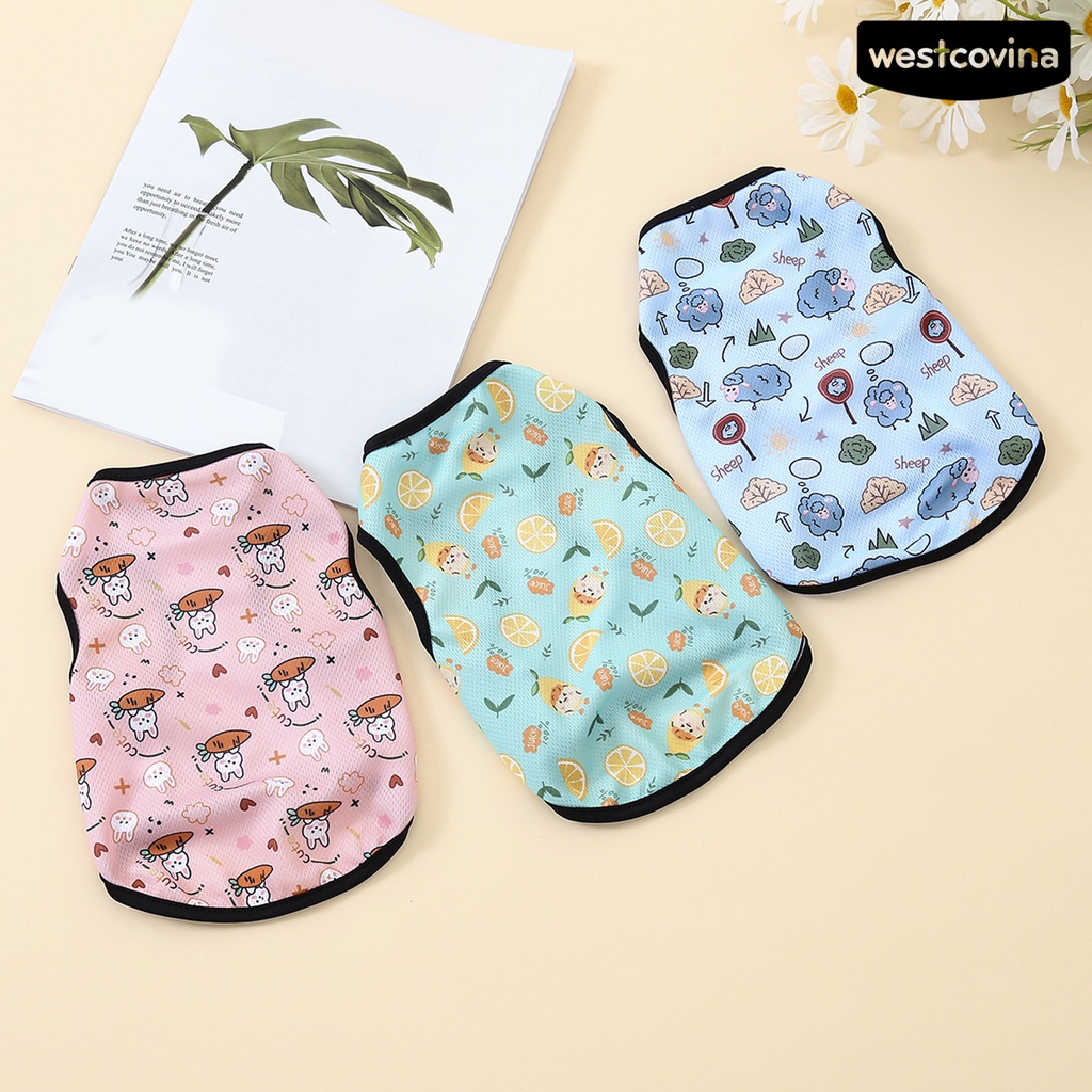 [COD]♞Áo Sát Nách Cổ Tròn Dáng Rộng Mềm Mại In Họa Tiết Cừu Hoạt Hình Thời Trang Mùa Hè Cho Thú Cưng