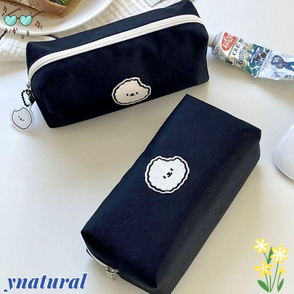 YNATURAL Túi Đựng Bút Bằng Vải Canvas Màu Đen Cỡ Lớn Tiện Dụng