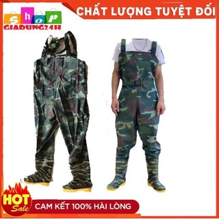 Ủng yếm lội nước "Cây xiên không thủng" Hoa San đế cứng đủ size, loại dày, ủng lội nước liền quần, ủng yếm lội nước
