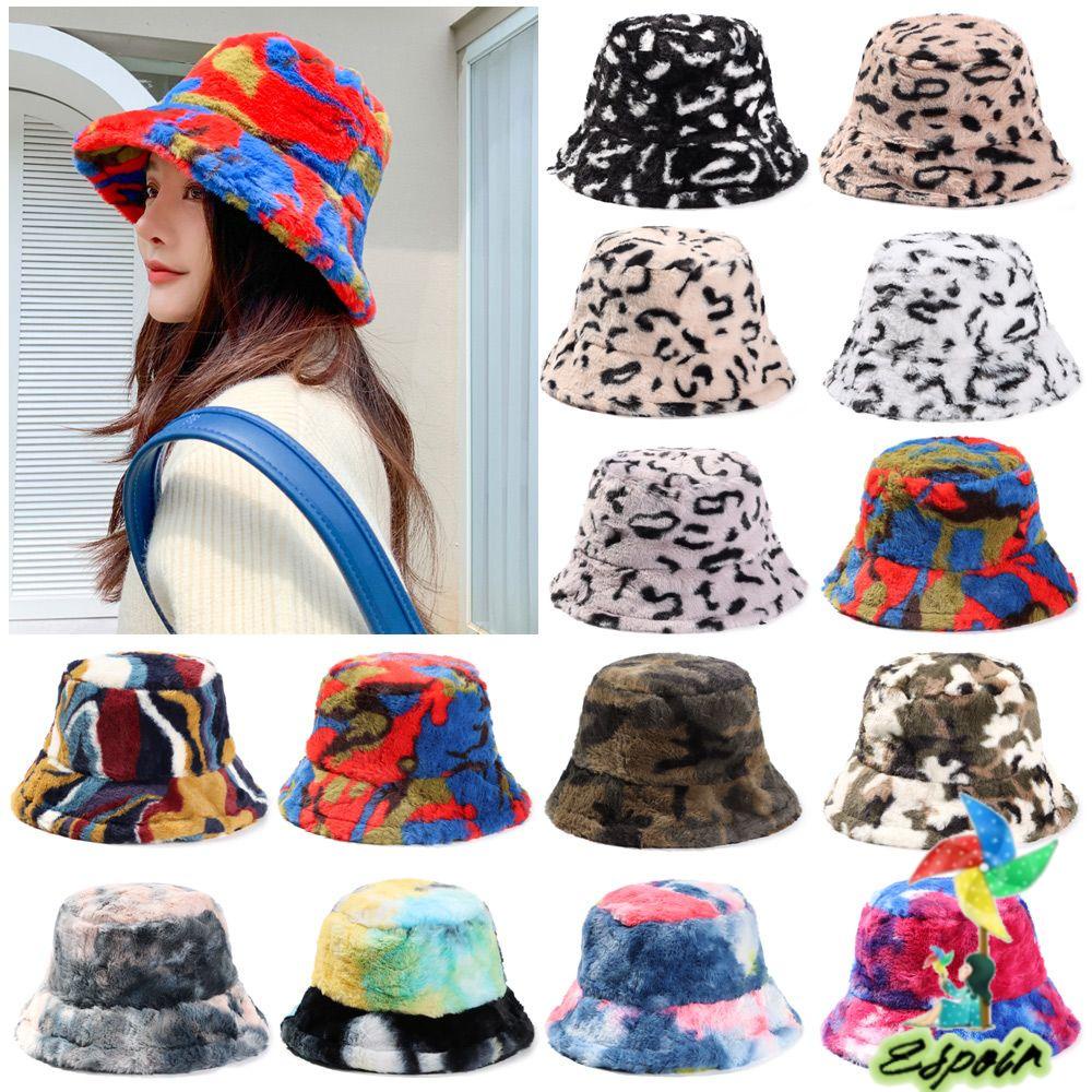 ESPO Mũ Bucket Lông Giả Mềm Mại Giữ Ấm Dành Cho Nữ