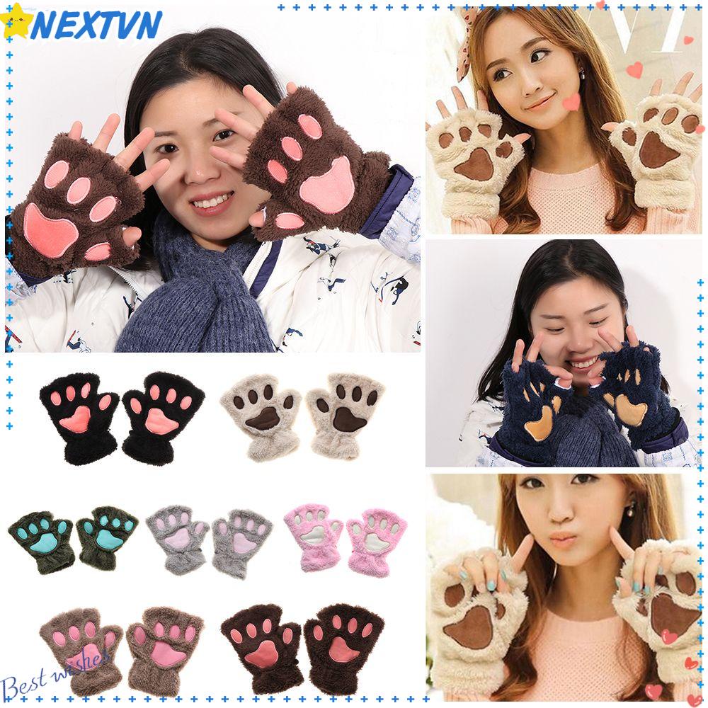 NEXTVN Găng Tay Hở Ngón Giữ Ấm Mùa Đông Đáng Yêu Thời Trang 14 Màu