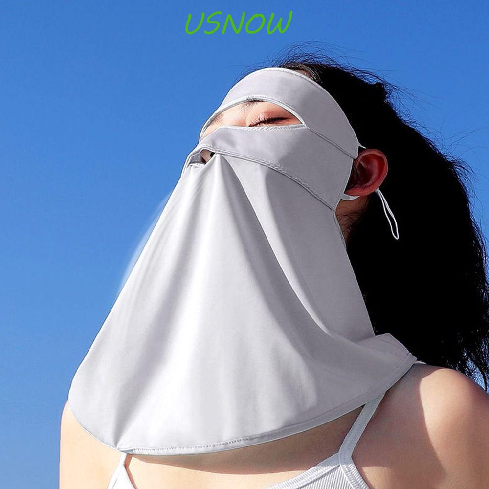 USNOW Khẩu Trang Chống Nắng Chống Tia UV Bằng Lụa Lạnh Màu Trơn Bảo Vệ Khuôn Mặt