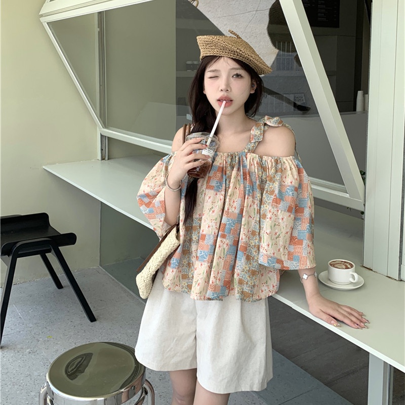 Áo Hai Dây Cổ Vuông Họa Tiết Hoa Thời Trang Mùa Hè Cao Cấp Dễ Phối Đồ Cho Nữ