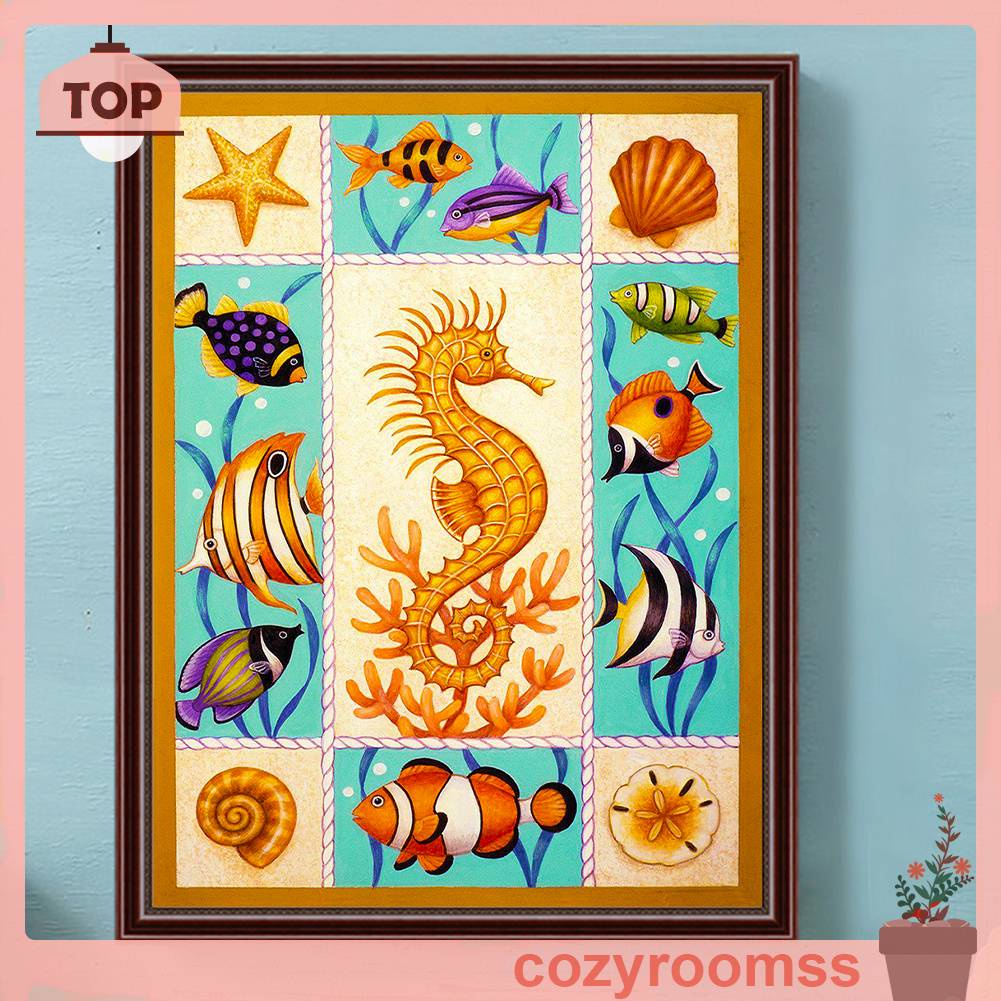 Tranh Đính Đá Kim Cương Toàn Bộ 5D DIY Hình Cá Ngựa