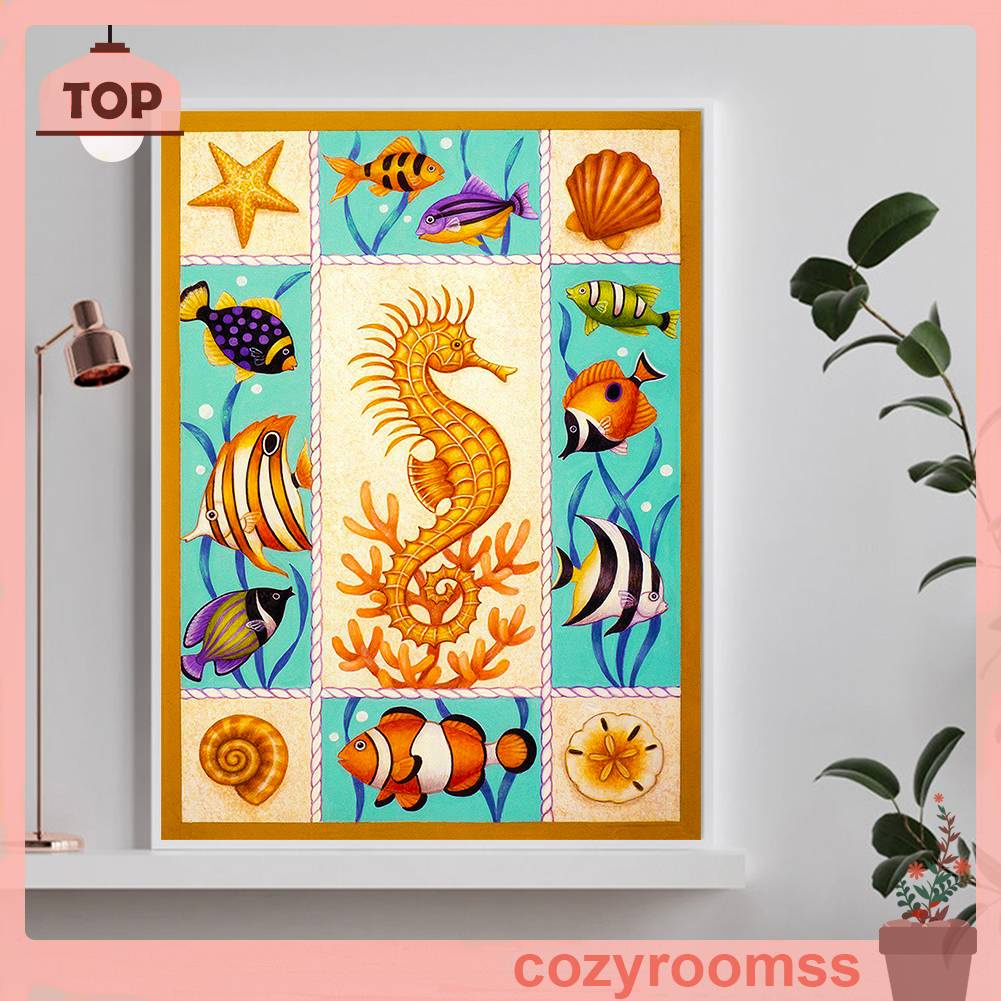 Tranh Đính Đá Kim Cương Toàn Bộ 5D DIY Hình Cá Ngựa