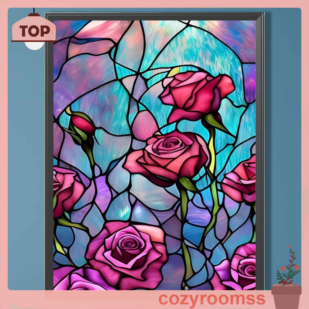 Tranh Đính Đá Kim Cương Toàn Bộ 5D DIY Hình Vẽ Hoa Hồng Trang Trí Nhà Cửa