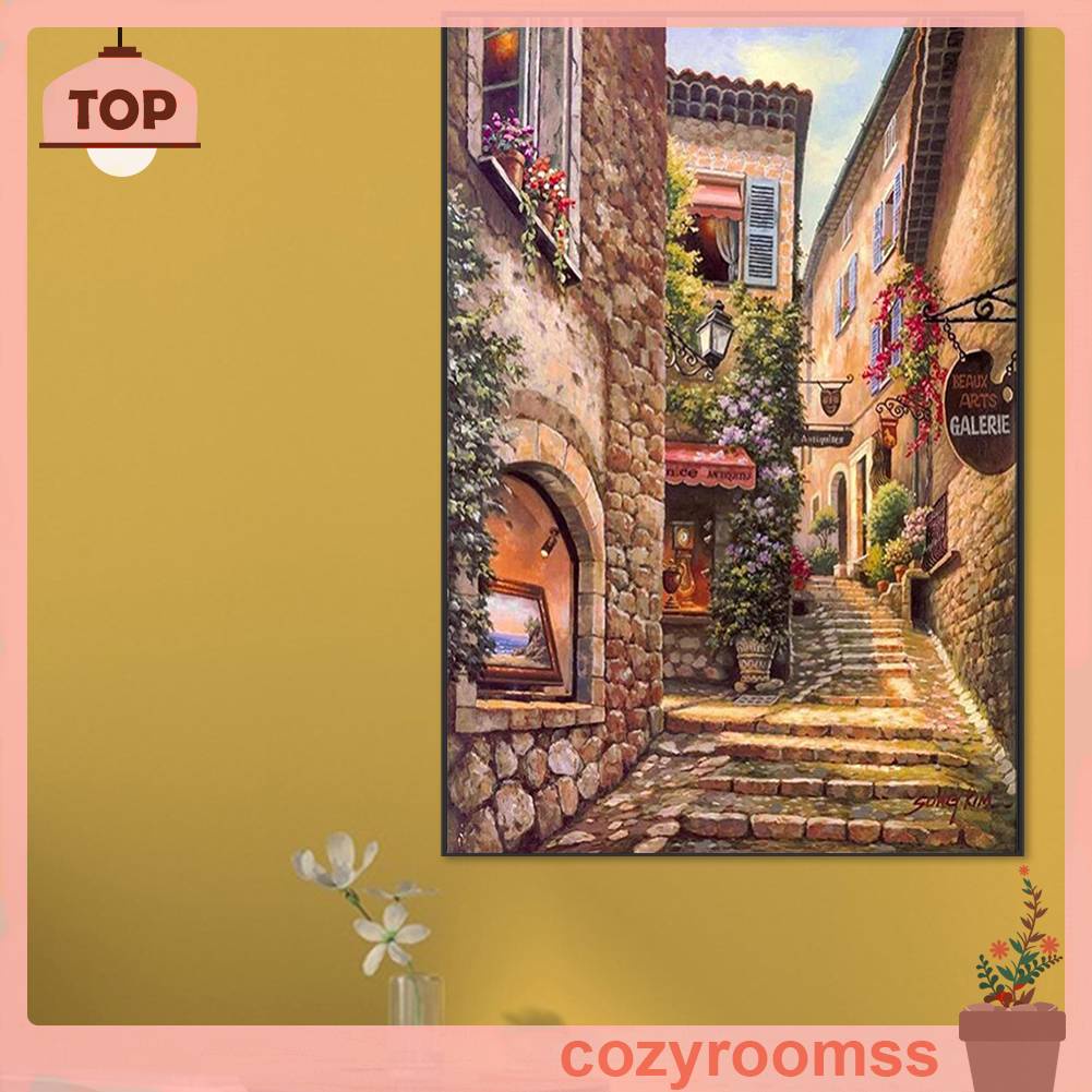 Tranh Đính Đá Kim Cương Toàn Bộ 5D DIY Hình Vẽ Phong Cảnh Đường Phố Trang Trí