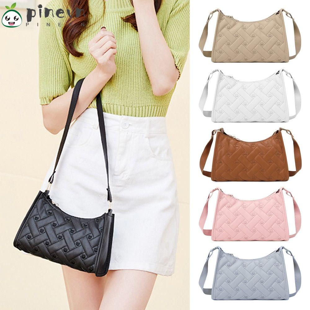 PINEVN Túi Xách Màu Trơn Phong Cách Retro Cho Nữ