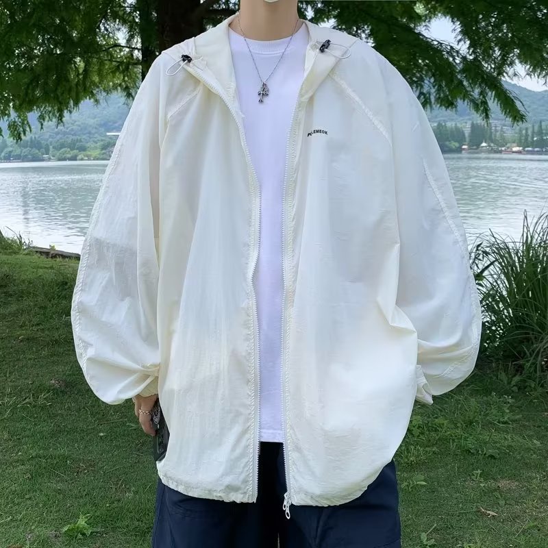 Áo Khoác Khóa Kéo Chống Nắng Cách Nhiệt Màu Trơn Thời Trang Hàn Quốc Cho Nam